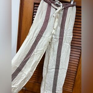 Zara Cream Pants with Red Stripes